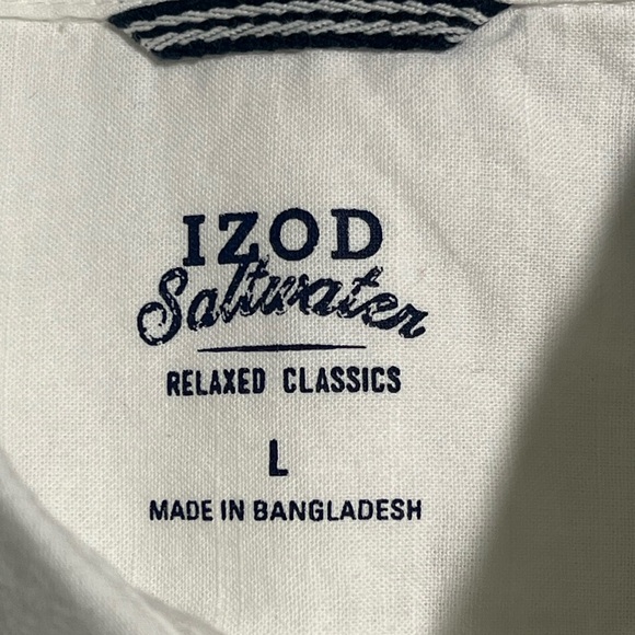 NWOT Izod Saltwater 100% Cotton Button Down Shirt Size Large - Picture 5 of 6